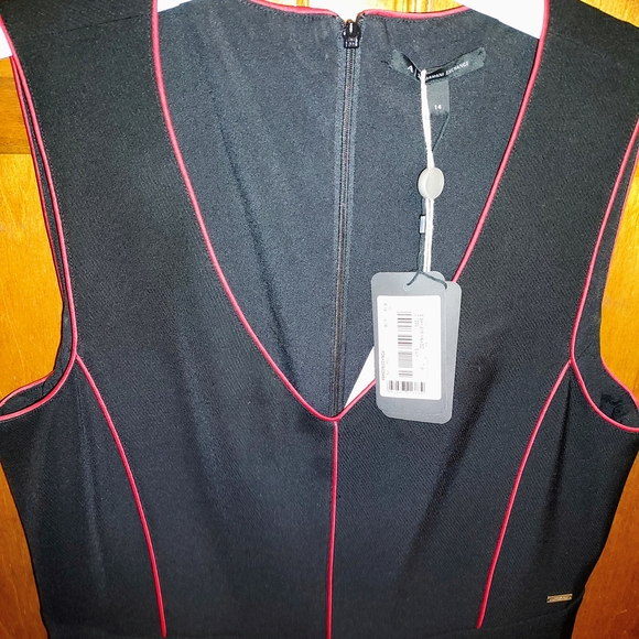 NWT Armani Exchange Elegant Black Dress with Red Accents Size 14 - Picture 3 of 4